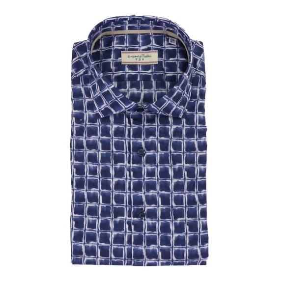 NEW TINTORIA MATTEI men's tintoria mattei watercolor windowpane sport shirt in b